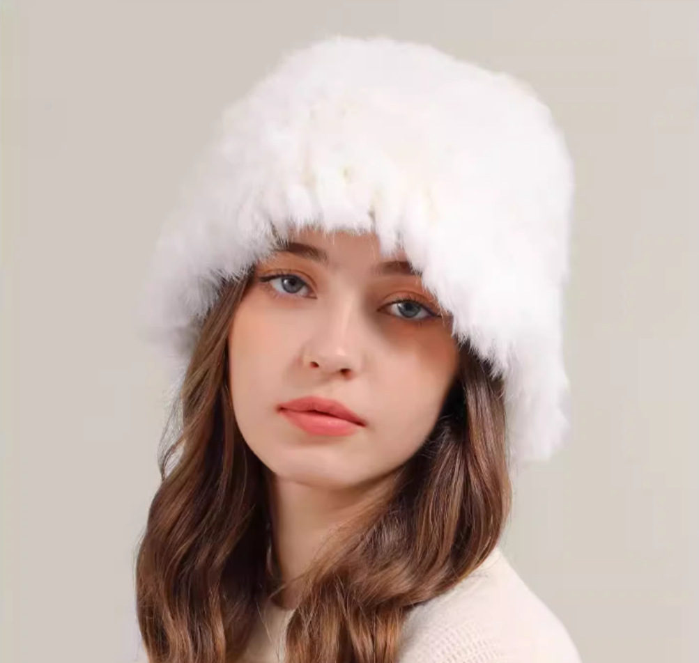 Fluffy Knitted Beanie Hat Warm Cozy Thermal Winter Hats Retro Bohemian Hats